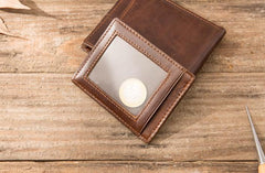 Cool Leather Mens Small Wallets Bifold Vintage billfold Wallets for Men
