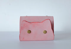 Cute Cat LEATHER Womens Small Card Wallet Leather Card Small Wallet FOR Women