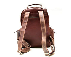 Vintage Coffee Mens Leather Backpack Travel Backpacks Laptop Backpack for men