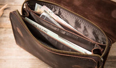 Cool Leather Mens Large Long Zipper Clutch Wallet Long Wallet for Men
