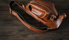 Cool Leather Mens Sling Bag Shoulder Sling Bag Chest Bag for men