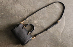 Vintage LEATHER WOMEN Mini Boston Handbag Purse SHOULDER BAG Purses FOR WOMEN