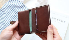 Leather Mens Small Card Wallets Front Pocket Wallet Cool Change Wallet for Men