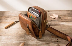 Leather Belt Pouch Belt Cases Mens Waist Bag Small Shoulder Bag for Men