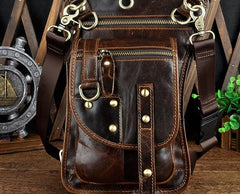 Cool Leather Utility Drop Leg Bag Belt Pouch Mens Waist Bag Shoulder Bag for Men