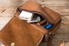 Cool Leather Mens Small Side Bag Messenger Bags Shoulder Bags for Men