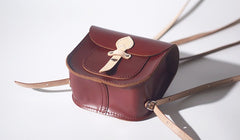 Handmade Leather Beige Mini Backpack Cute Saddle Backpack for women