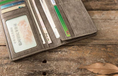 Cool Mens long Wallet Leather Vintage Wallet Long Wallets for Men