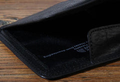 Genuine Leather Mens Cool billfold Leather Wallet Men Small Wallets Trifold for Men