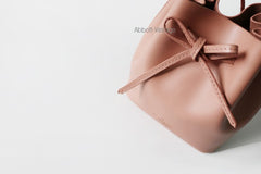 Stylish Leather Pink Womens Bucket Purse Crossbody Bag Barrel Shoulder Bag for Women