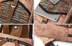Rustic Canvas Leather Mens Sling Bags Chest Bag One Shoulder Pack for men