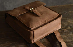 Vintage Brown Leather Mens Backpack Satchel Backpack School Backpack for men