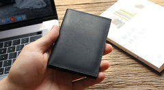 Leather Mens Front Pocket Wallet Small Card Wallet Change Wallets for Men