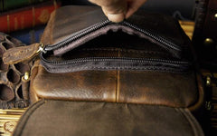 Mens Leather Small Belt Pouch Side Bags Waist Pouches COURIER BAG Holster Belt Case for Men