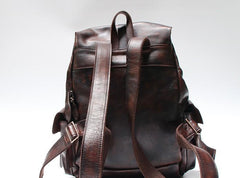 Cool Black Coffee Mens Leather Backpack Travel Backpack School Backpacks for men