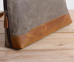 Mens Canvas Leather Briefcase Handbag Work Bag Business Bag for Men
