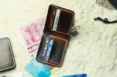 Vintage Leather Mens Slim Small Wallet Leather Small Wallets billfold Wallet for Men