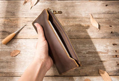 Vintage Cool Mens long Wallet Leather Wallet Long Wallet for Men