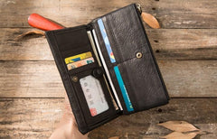 Cool Mens long Wallet Leather Bifold Wallet Long Wallets for Men