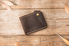 Handmade Leather Mens Small Wallets Bifold Slim billfold Front Pocket Wallet for Men