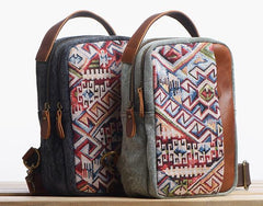 Folk Canvas Leather Mens Sling Bag Chest Bag One Shoulder Pack for men