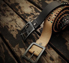Handmade Genuine Leather Mens Belt Custom Cool Leather Men Black Belts for Men
