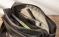 Black Cool Leather Mens Shoulder Bags Messenger Bags for Men