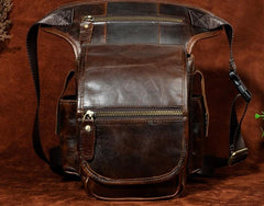 Cool Biker Mens Leather Drop Leg Bag Side Bag Belt Pouch Waist Bag Shoulder Bag for Men