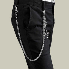 26'' Metal CROSS BIKER SILVER WALLET CHAIN LONG PANTS CHAIN SILVER jeans chain jean chain FOR MEN