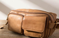 Vintage Leather Fanny Packs Mens Waist Bag Hip Pack Belt Bag for Men