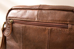 Cool Small Leather Black Mens Messenger Bags Shoulder Bags  for Men