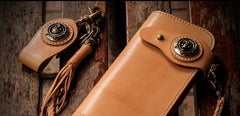 Handmade Leather Mens Chain Biker Wallet Cool Long Leather Wallet With Chain Wallets for Men