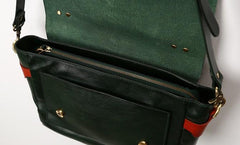 Green Leather Mens Briefcase Messenger Bag Handbag Shoulder Bag for men