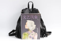Vintage LEATHER WOMEN Tassels Backpack School Backpacks Tassels Travel Backpack FOR WOMEN