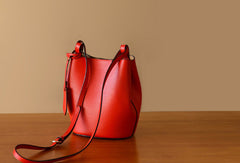 Handmade Genuine Leather Bucket Bag Purse Crossbody Bag Shoulder Bag Purse For Women