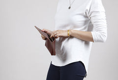 Genuine Leather Cute Long Slim Wallet Clutch Passport Wallet Purse For Women Girl