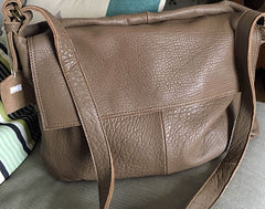 Vintage WOMENs LEATHER Large Messenger Bag Shoulder Bag Purse FOR WOMEN