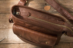 Cool Small Leather Coffee Mens Messenger Bags Shoulder Bags for Men
