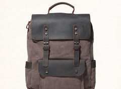 Cool Gray Canvas Travel Backpack Mens Canvas Backpack Canvas School Bag for Men