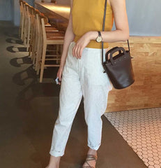 Cute Leather Pink Womens Mini Bucket Purse Handbag Barrel Shoulder Bag for Women