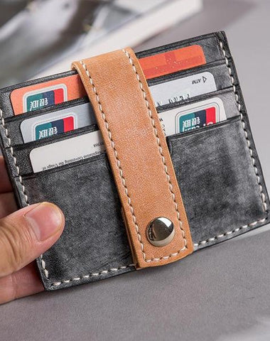 Handmade Leather Mens Cool billfold Wallet Card Holder Small Card Slim Wallets for Men