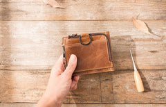 Cool Leather Mens Trifold Slim Front Pocket Wallets billfold Small Wallet for Men
