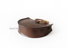 Stylish Leather Brown Womens Saddle Handbag Purse Saddle Shoulder Bag for Women