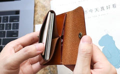 Leather Mens Front Pocket Wallet Small Wallet Card Wallet Change Wallets for Men