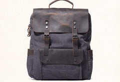 Cool Gray Canvas Travel Backpack Mens Canvas Backpack Canvas School Bag for Men