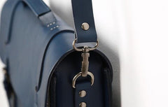 Blue Leather Mens Briefcase Messenger Bag Handbag Shoulder Bag for men