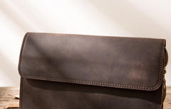 Cool Leather Mens Large Long Zipper Clutch Wallet Long Wallet for Men