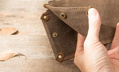 Cool Canvas Leather Mens Bifold Long Cards Wallet Long Wallet for Men