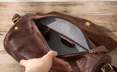 Cool Small Mens Leather Barrel Bag Messenger Bags Shoulder Bags  for Men