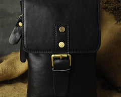 Mens Leather Small Side Bag  Waist Pouch COURIER BAG Holster Belt Case Belt Pouch for Men